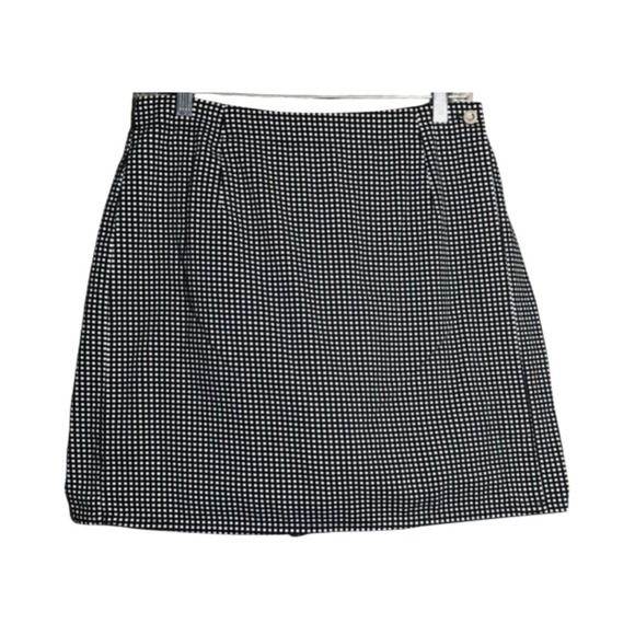 Russ Gingham Mini‎ Skirt Black and White Checkered A-Line Skirt Size 10 - Picture 1 of 7